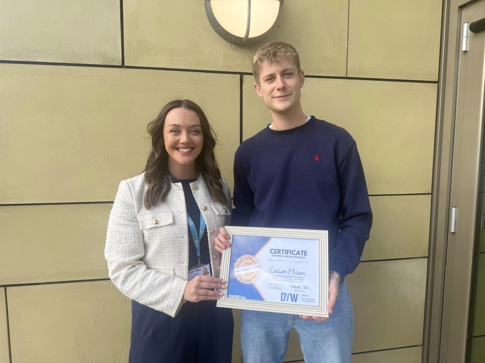 DYW Moray Recognises AES Renewables&rsquo; Callum Milton as Employer Recognition of the Month