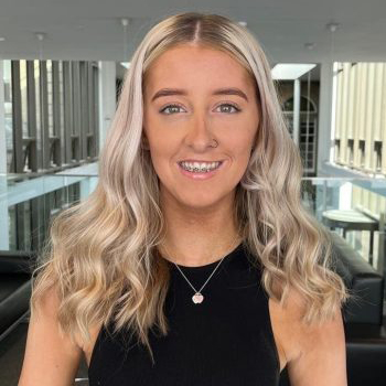 A lady with blonde hair
